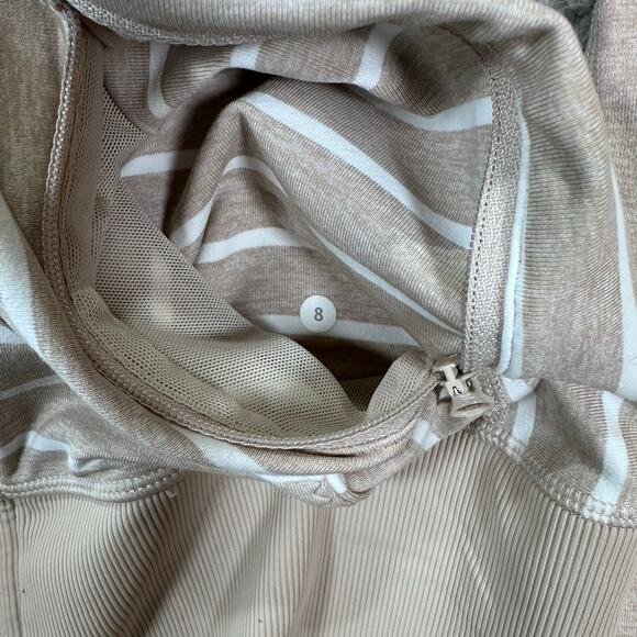 Lululemon Nice Asana Jacket Stripe Women's 8 Beige Luon Full Zip Activewear Yoga - Picture 16 of 16